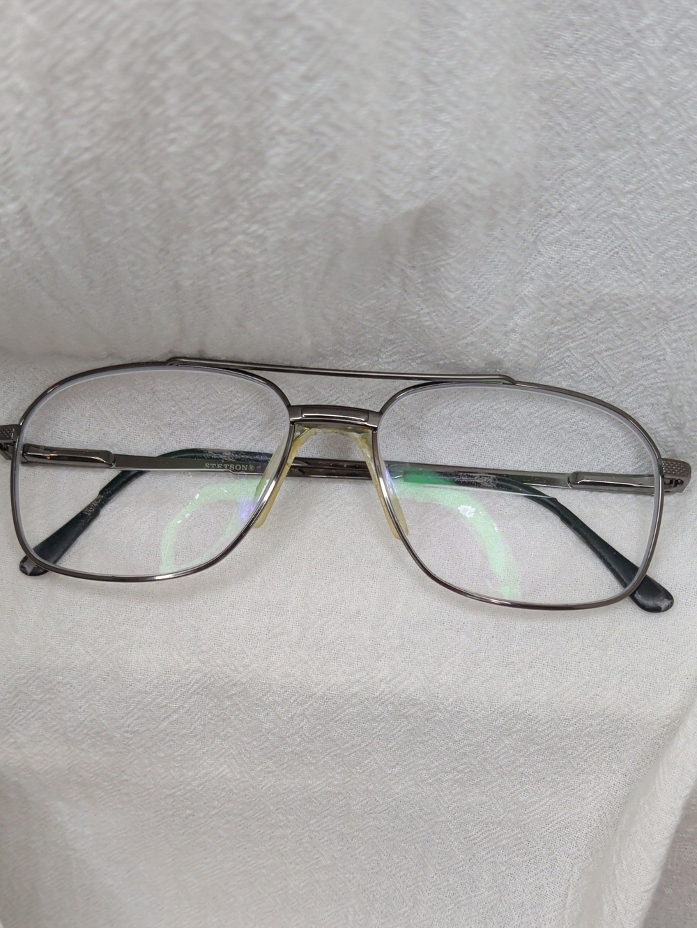 Vintage 70s Stetson Glasses Men's Silver Aviator-Style Eyewear Mcm
